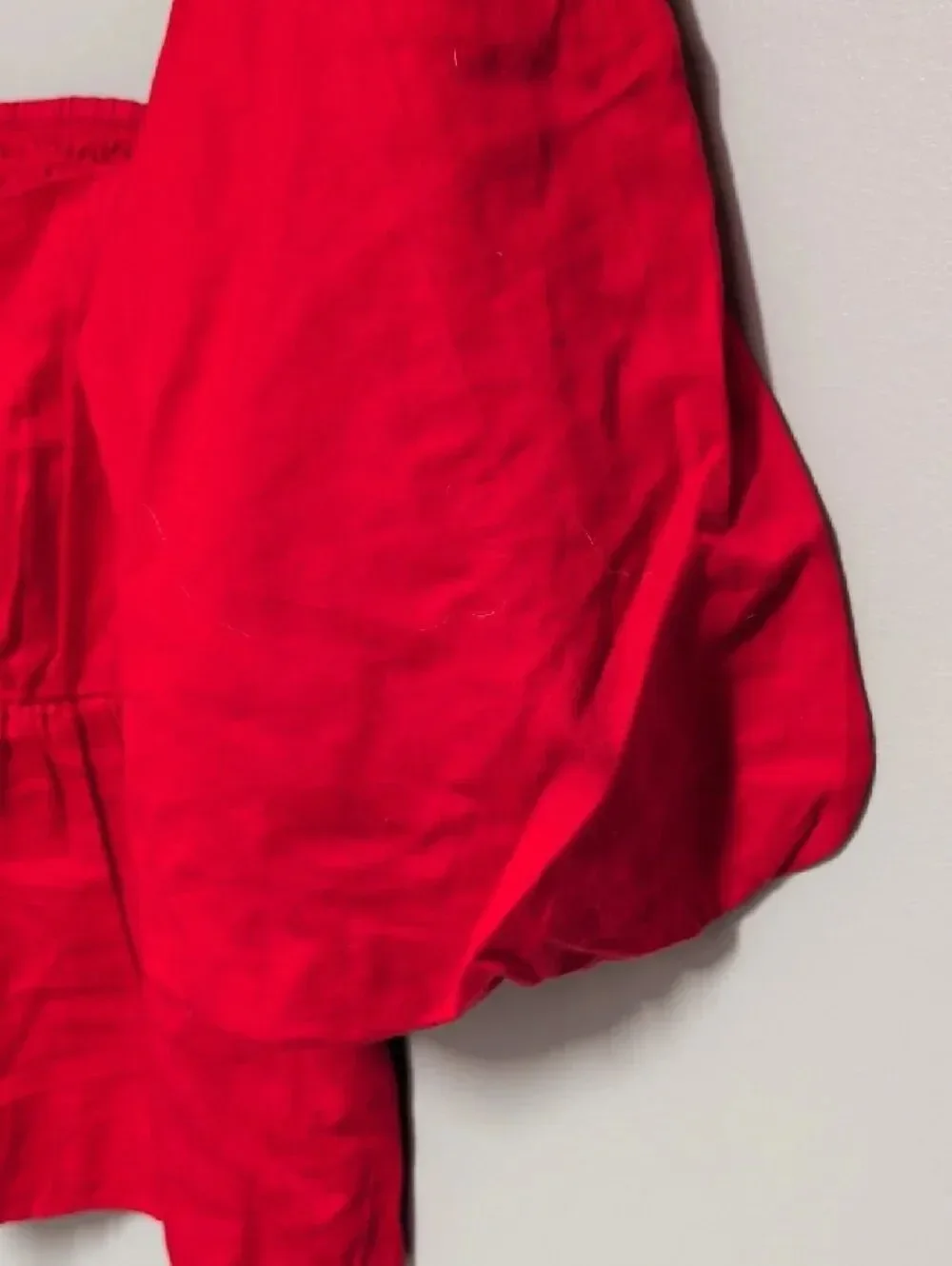 Old Navy Red Square-Neck Puff Sleeve Peplum Top